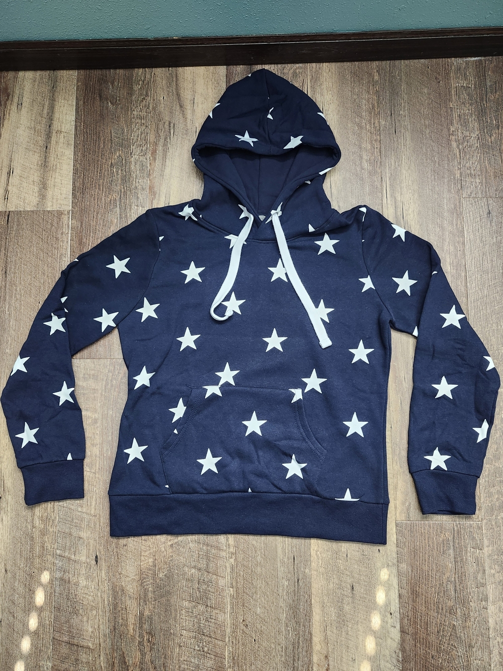 Women's Navy Star Print Hoodie Sweatshirt